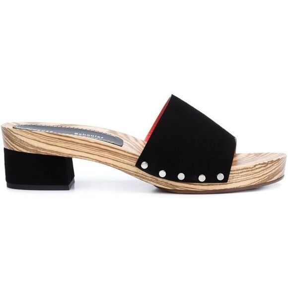 Proenza Schouler Suede Clog Sandals | Black in 37